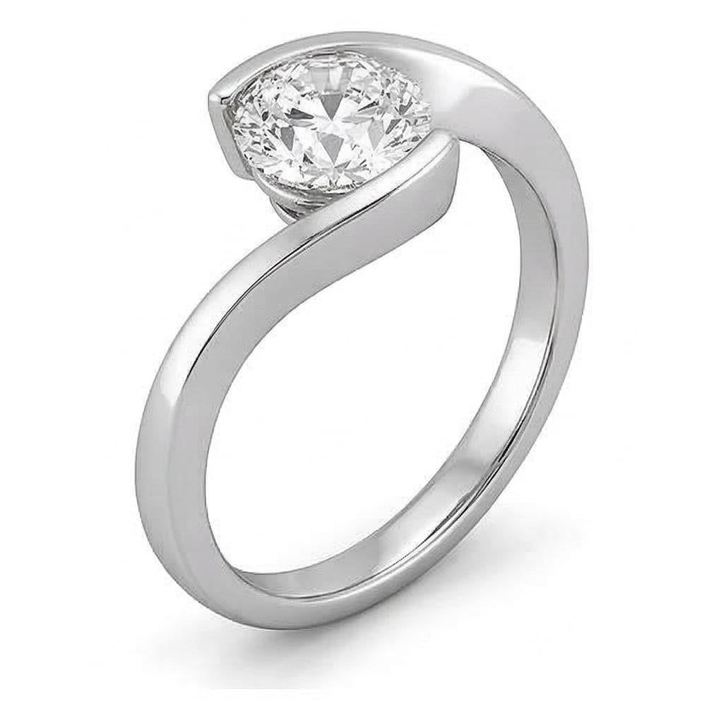 Anello Di Fidanzamento Con Naturale Diamante Naturale Autentico ( non creato in laboratorio ) Solitario Da 0.75 Carati In Oro Bianco 14K