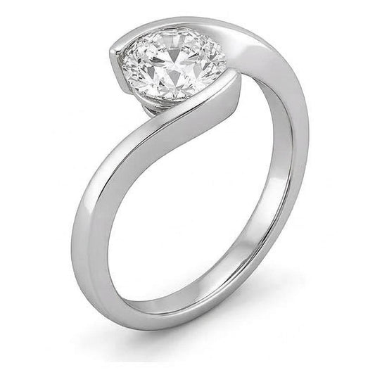 Anello Di Fidanzamento Con Naturale Diamante Naturale Autentico ( non creato in laboratorio ) Solitario Da 0.75 Carati In Oro Bianco 14K