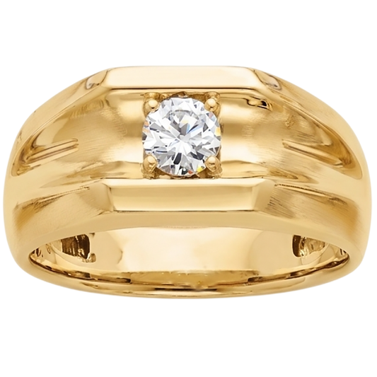 Anello Di Fidanzamento Con Naturale Diamante Naturale Autentico ( non creato in laboratorio ) Solitario Da Uomo 0.50 Carati In Oro Giallo 14K