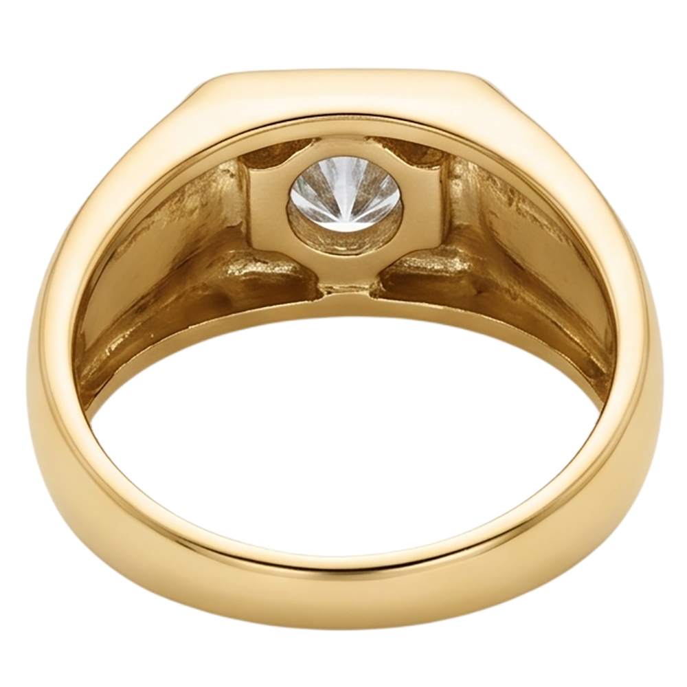 Anello Di Fidanzamento Con Naturale Diamante Naturale Autentico ( non creato in laboratorio ) Solitario Da Uomo 0.50 Carati In Oro Giallo 14K