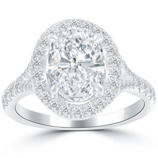 Anello Di Fidanzamento Con Naturale Diamante Ovale Da 3.60 Carati Nuovo