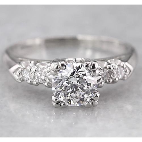 Anello Di Fidanzamento Con Naturale Diamante Rotondo 1.50 Carati In Oro Bianco 14K