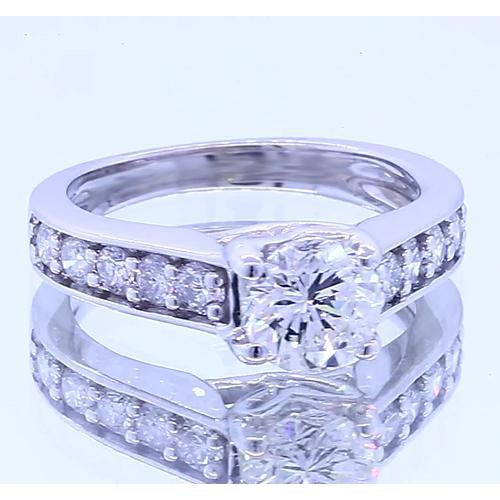 Anello Di Fidanzamento Con Naturale Diamante Rotondo 2 Carati Incastonato In Oro Bianco 14K