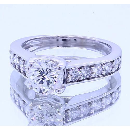 Anello Di Fidanzamento Con Naturale Diamante Rotondo 2 Carati Incastonato In Oro Bianco 14K