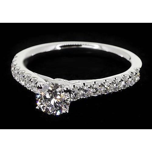 Anello Di Fidanzamento Con Naturale Diamante Rotondo Da 2 Carati Con Accenti