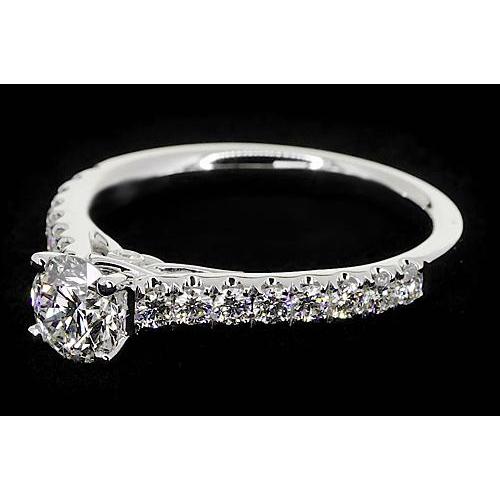 Anello Di Fidanzamento Con Naturale Diamante Rotondo Da 2 Carati Con Accenti