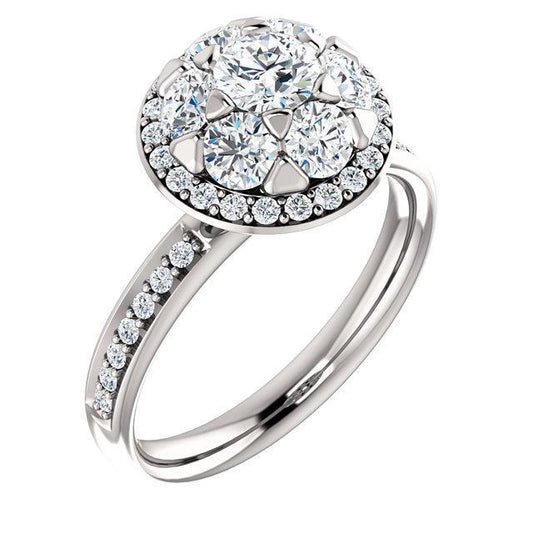 Anello Di Fidanzamento Con Naturale Diamante Rotondo Da 2 Carati Con Cornice Lucidata