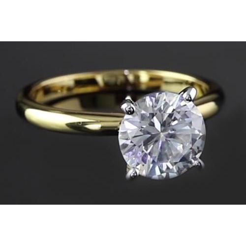 Anello Di Fidanzamento Con Naturale Diamante Rotondo Da 2 Carati In Oro Bicolore