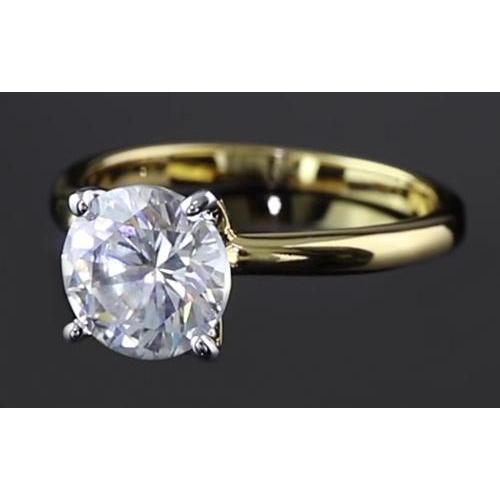 Anello Di Fidanzamento Con Naturale Diamante Rotondo Da 2 Carati In Oro Bicolore