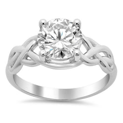 Anello Di Fidanzamento Con Naturale Diamante Rotondo Grande Da 2.50 Carati. Oro Bianco 14K