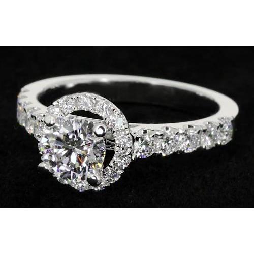 Anello Di Fidanzamento Con Naturale Diamante Rotondo Halo 2 Carati Gioielli Da Donna