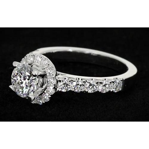 Anello Di Fidanzamento Con Naturale Diamante Rotondo Halo 2 Carati Gioielli Da Donna