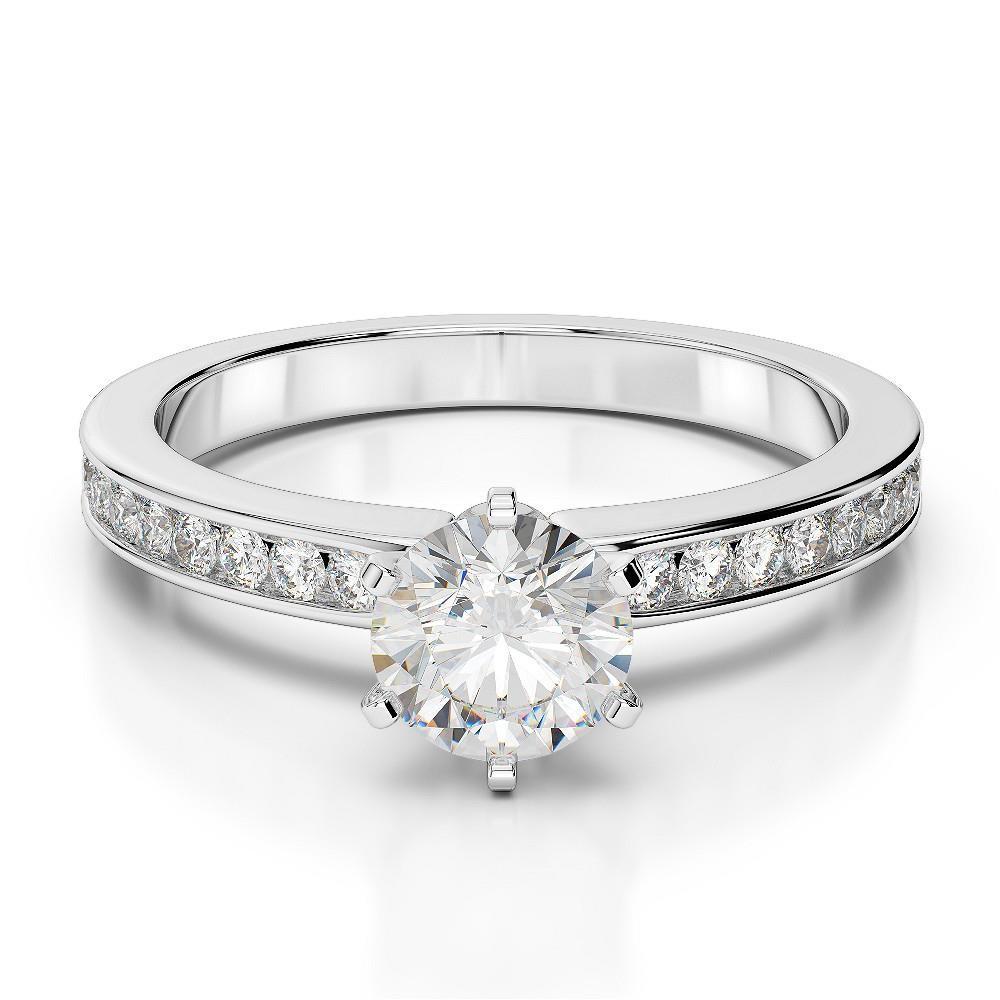 Anello Di Fidanzamento Con Naturale Diamante Rotondo Scintillante Da 2.25 Carati. Oro Bianco 14K