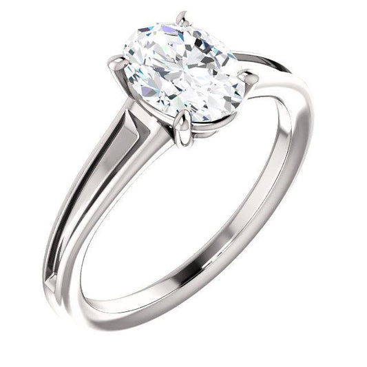 Anello Di Fidanzamento Con Naturale Diamante Solitario 3,50 Carati 4 Griffe Taglio Ovale