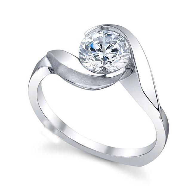 Anello Di Fidanzamento Con Naturale Diamante Solitario A Taglio Rotondo Da 2.25 Ct Con Castone Solitario