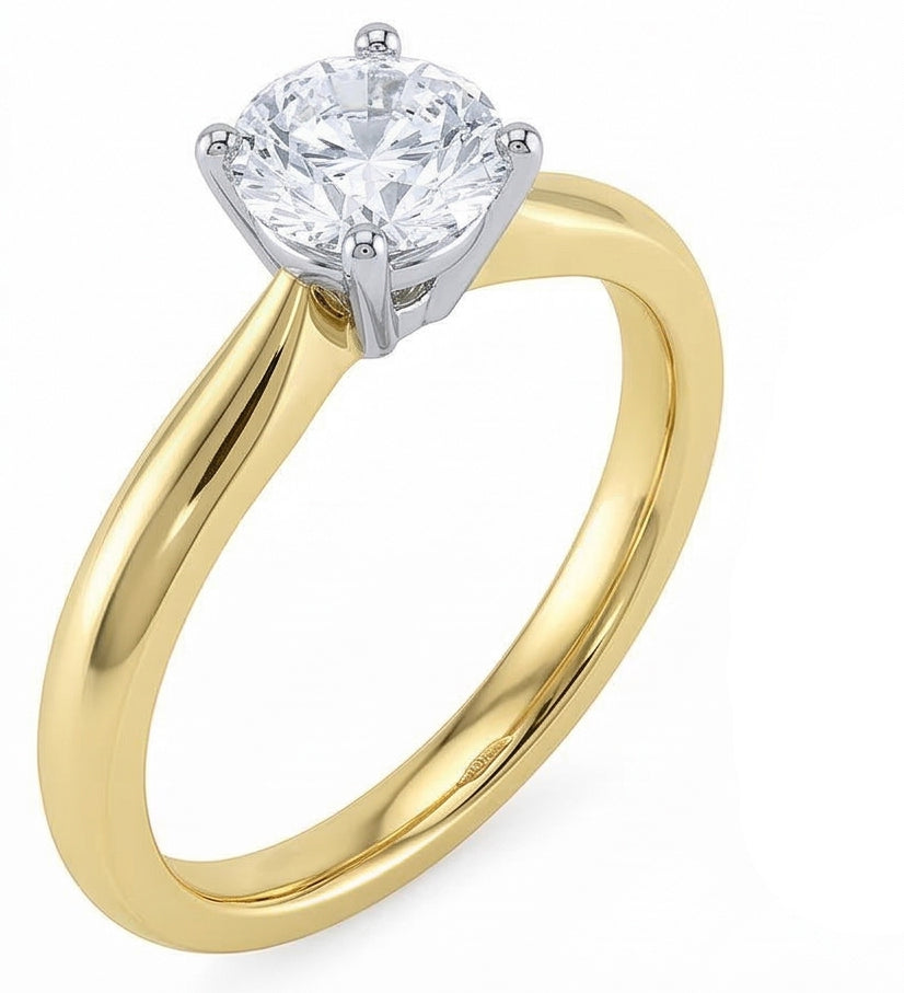 vero round diamante 1.25carati anello angolo laterale