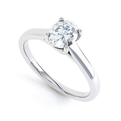 Anello Di Fidanzamento Con Naturale Diamante Solitario Da 1.25 Carati. Taglio Ovale. Oro Bianco 14K
