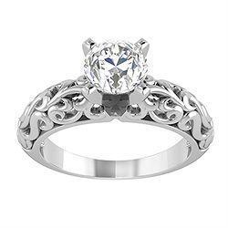 Anello Di Fidanzamento Con Naturale Diamante Solitario Scintillante Da 1.5 Carati In Oro Bianco