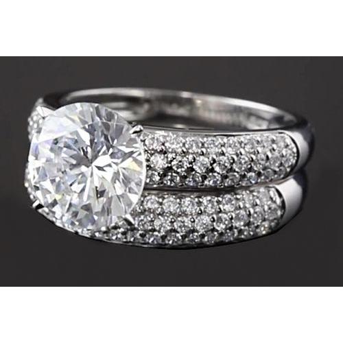 Anello Di Fidanzamento Con Pavé Di Vero Diamanti Rotondi Con Incastonatura Di 5 Carati