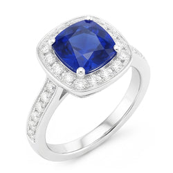 Anello Di Fidanzamento Con Taglio A Cuscino Con Zaffiro
