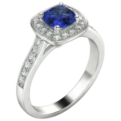 Anello Di Fidanzamento Con Taglio A Cuscino Con Zaffiro