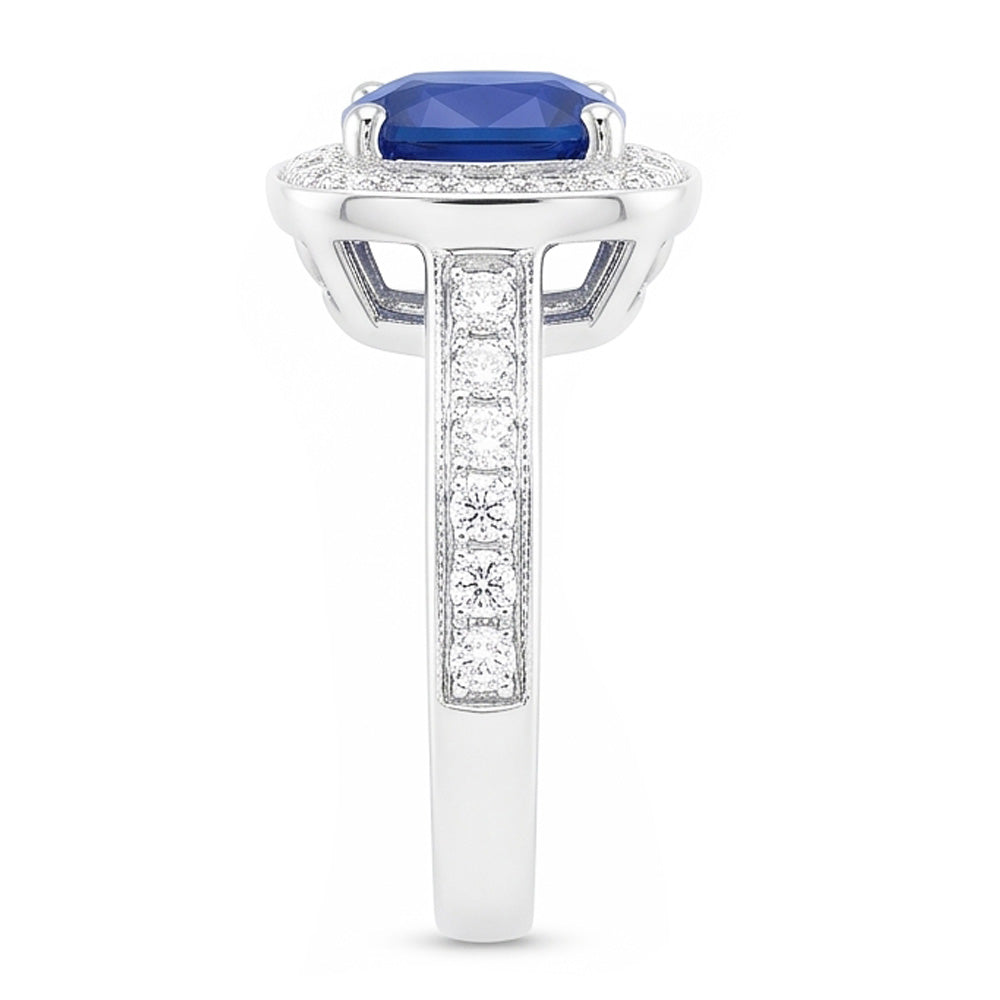 Anello Di Fidanzamento Con Taglio A Cuscino Con Zaffiro