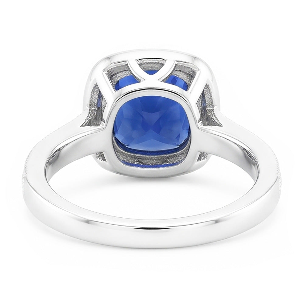 Anello Di Fidanzamento Con Taglio A Cuscino Con Zaffiro