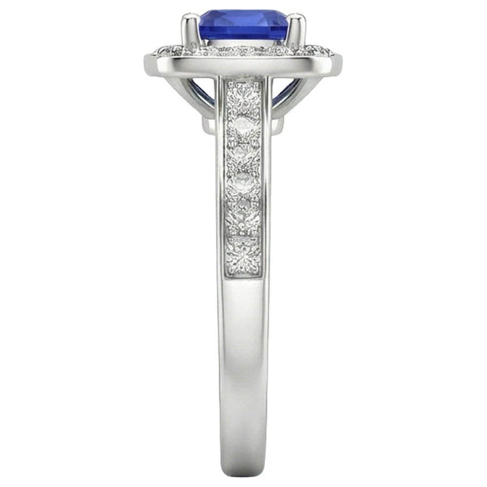 Anello Di Fidanzamento Con Taglio A Cuscino Con Zaffiro