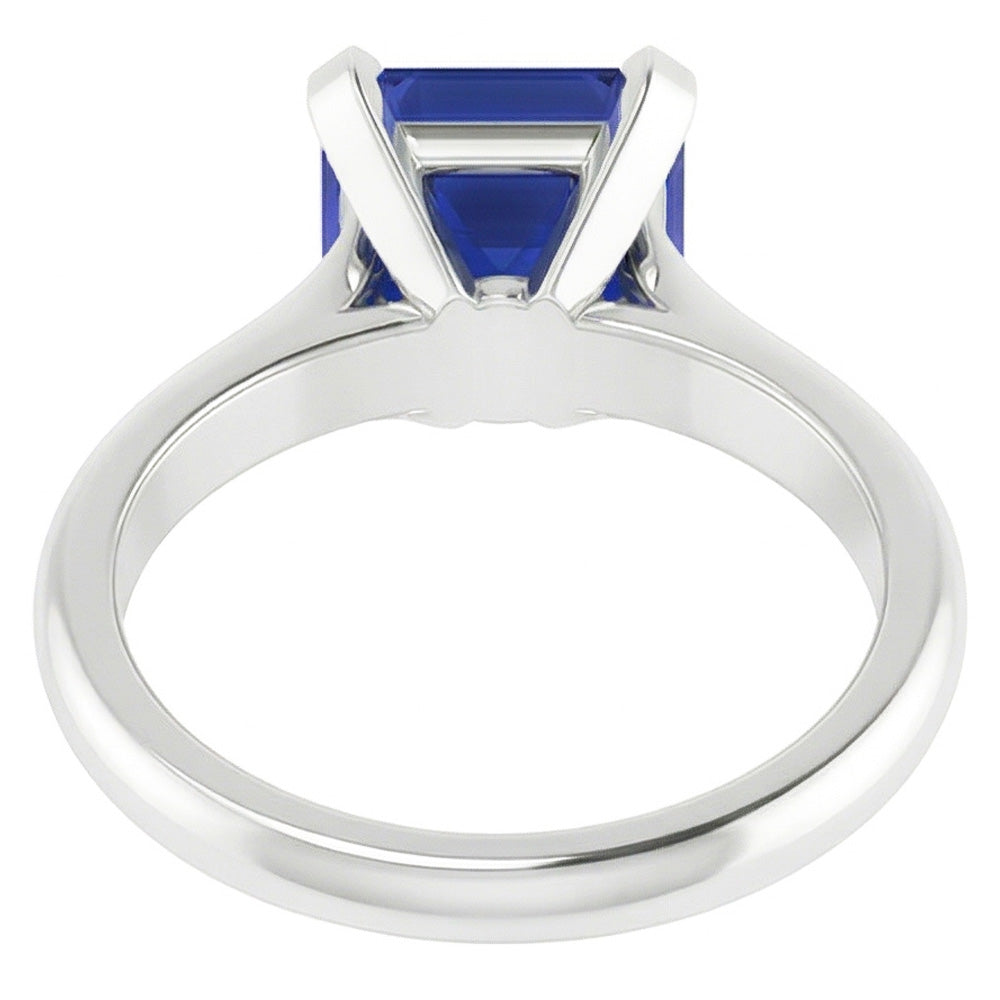 Anello Di Fidanzamento Con Taglio Asscher Con Zaffiro