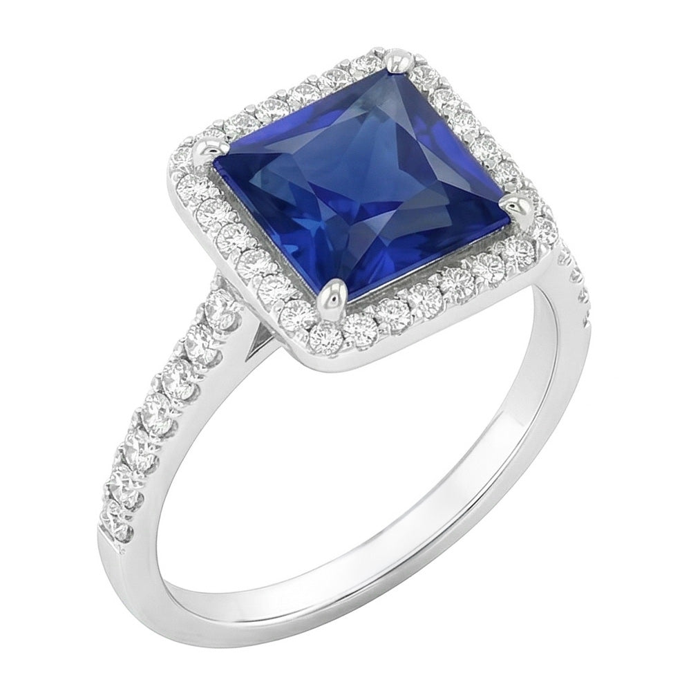 Anello Di Fidanzamento Con Taglio Princess Zaffiro