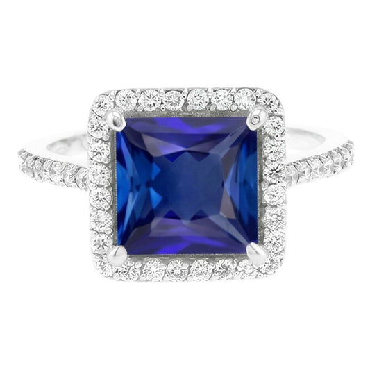 Anello Di Fidanzamento Con Taglio Princess Zaffiro