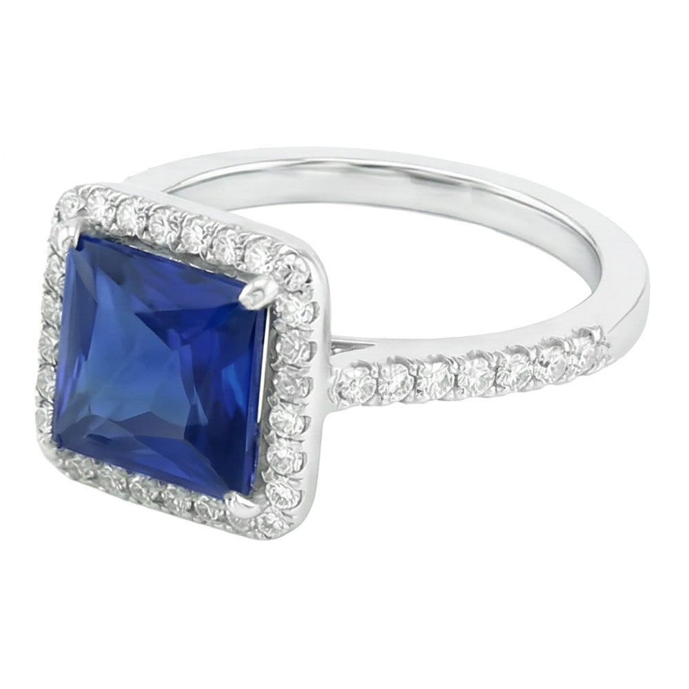 Anello Di Fidanzamento Con Taglio Princess Zaffiro