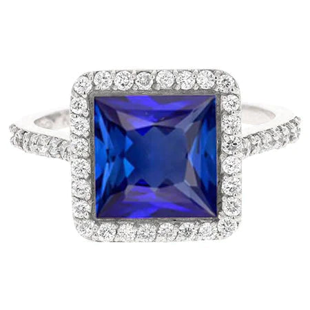Anello Di Fidanzamento Con Taglio Princess Zaffiro