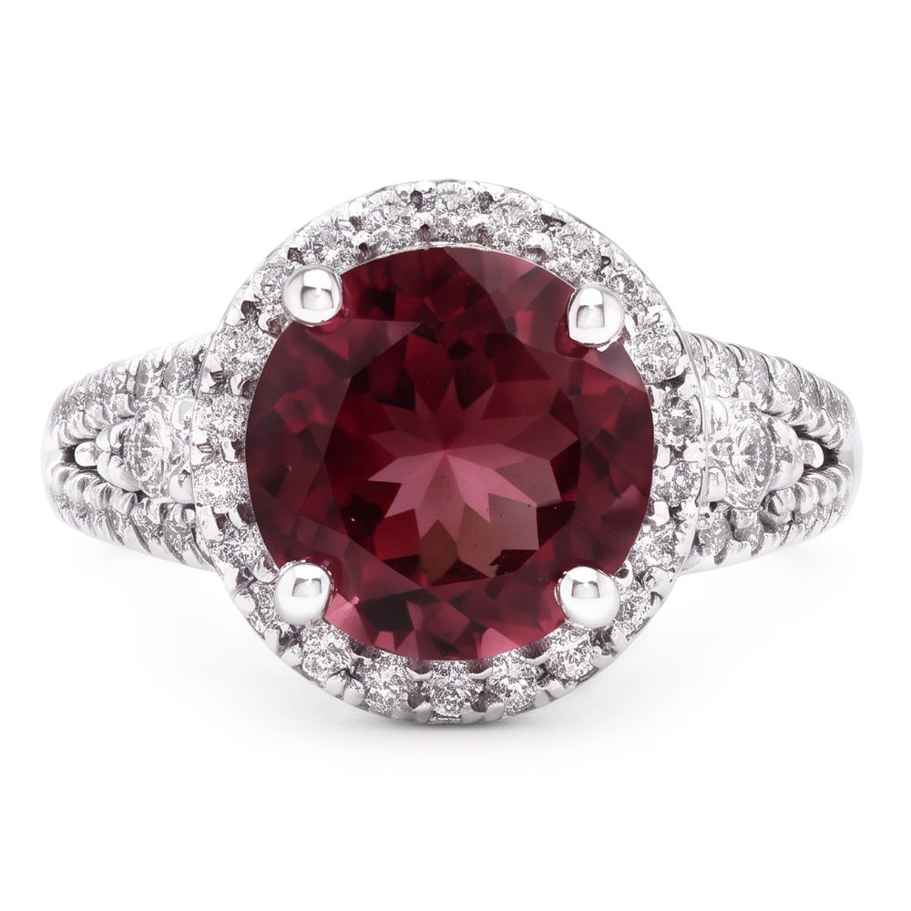 Anello Di Fidanzamento Con Tormalina E Diamanti 9 Carati Oro Bianco 14K