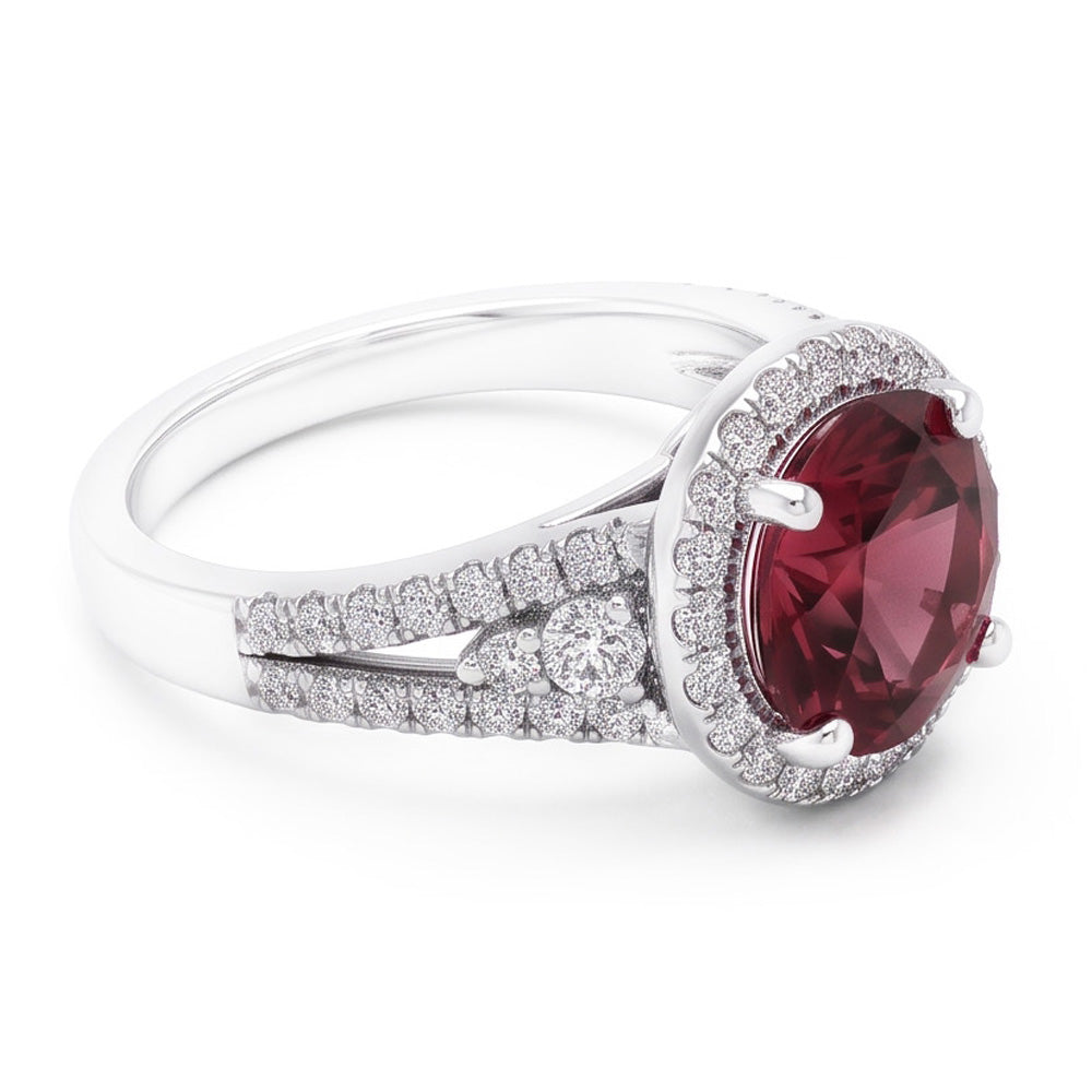 Anello Di Fidanzamento Con Tormalina E Diamanti 9 Carati Oro Bianco 14K