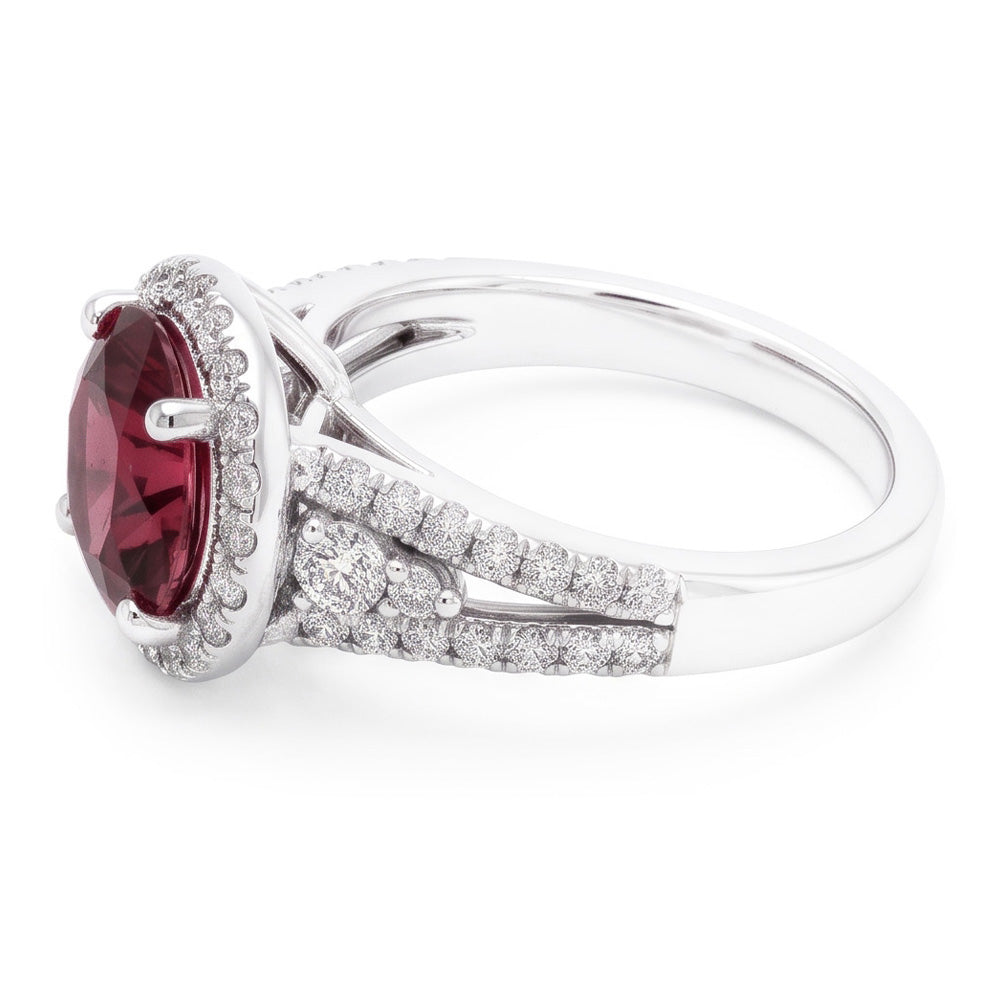 Anello Di Fidanzamento Con Tormalina E Diamanti 9 Carati Oro Bianco 14K