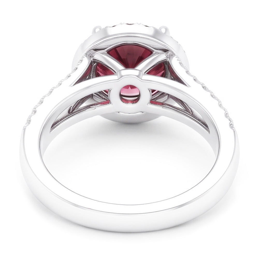 Anello Di Fidanzamento Con Tormalina E Diamanti 9 Carati Oro Bianco 14K