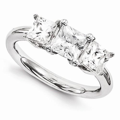 Anello Di Fidanzamento Con Tre Naturale Diamanti In Pietra 3.50 Carati In Oro Bianco 14K Nuovo