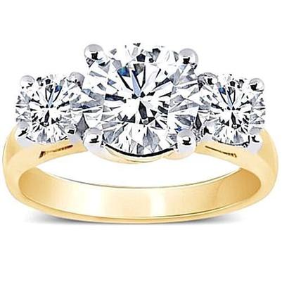 Anello Di Fidanzamento Con Tre Pietre Di Vero Diamanti 4 Carati Oro Bicolore Nuovo