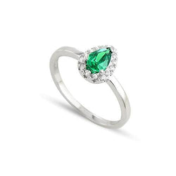 Anello Di Fidanzamento Con Verde Smeraldo E Diamanti Da 3,75 Carati Nuovo Oro Bianco 14K