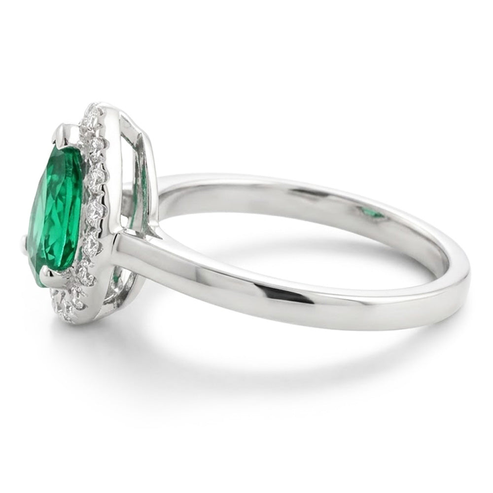 Anello Di Fidanzamento Con Verde Smeraldo E Diamanti Naturali Autentici ( non creati in laboratorio ) Da 3,75 Carati Nuovo Oro Bianco 14K