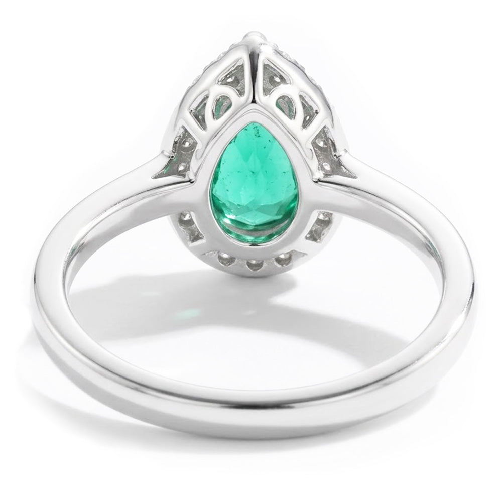 Anello Di Fidanzamento Con Verde Smeraldo E Diamanti Naturali Autentici ( non creati in laboratorio ) Da 3,75 Carati Nuovo Oro Bianco 14K