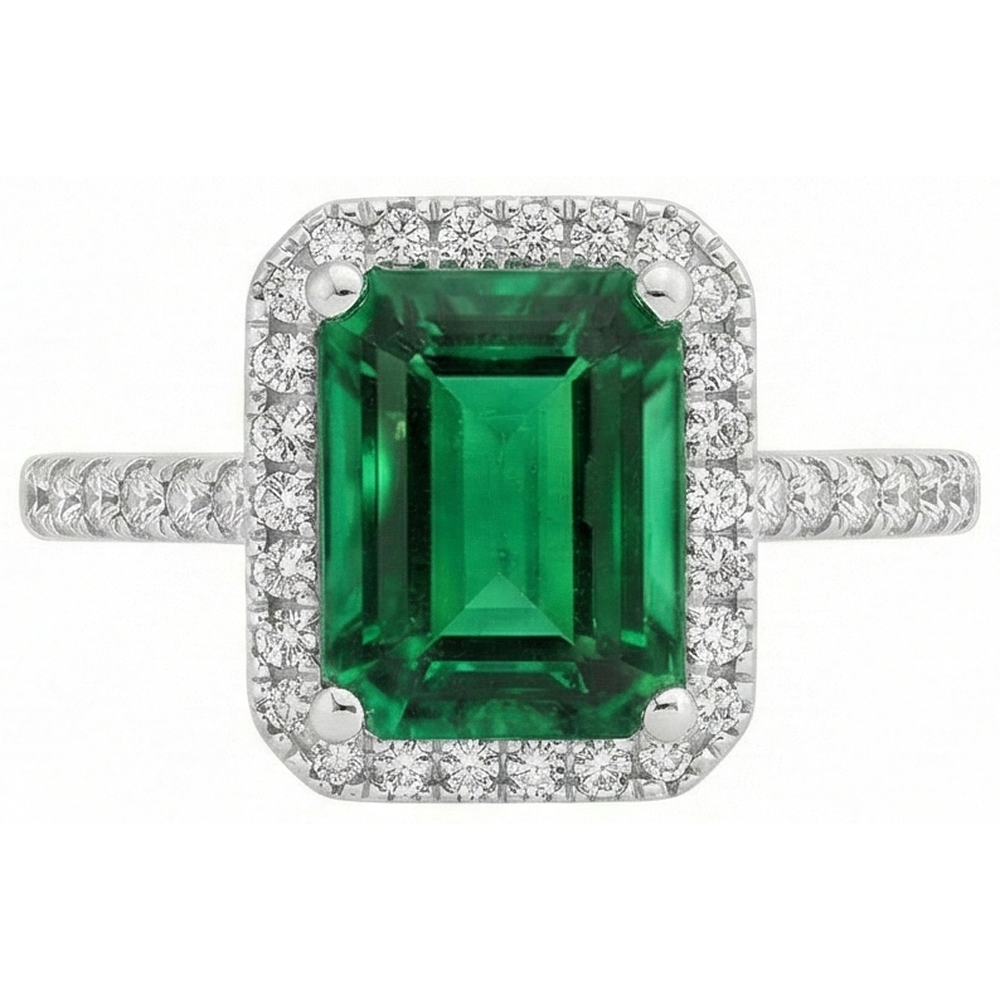 Anello Di Fidanzamento Con Verde Smeraldo