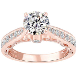 Anello Di Fidanzamento Con Vero Diamante 3.40 Carati Nuovo Oro Rosa 14K