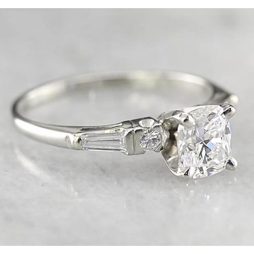 Anello Di Fidanzamento Con Vero Diamante Cuscino 1.70 Carati Oro Bianco 14K