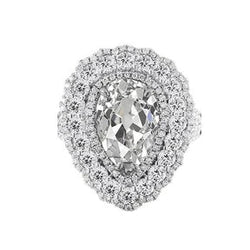 Anello Di Fidanzamento Con Vero Diamante Doppio Alone Pera Old Miner 5 Carati Prong Set