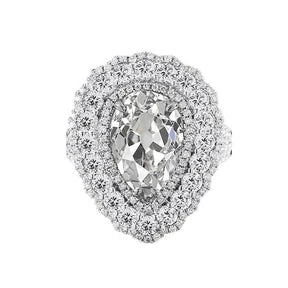 Anello Di Fidanzamento Con Vero Diamante Doppio Alone Pera Old Miner 5 Carati Prong Set