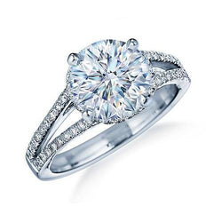 Anello Di Fidanzamento Con Vero Diamante Hidden Halo 5,50 Ct Grande Taglio Rotondo Oro Bianco 14K