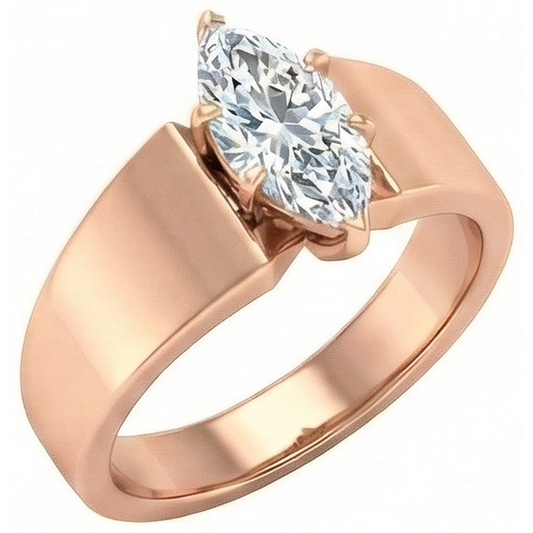 Anello Di Fidanzamento Con Vero Diamante Naturale Autentico ( non creato in laboratorio ) Marquise In Oro Rosa Da 2 Carati