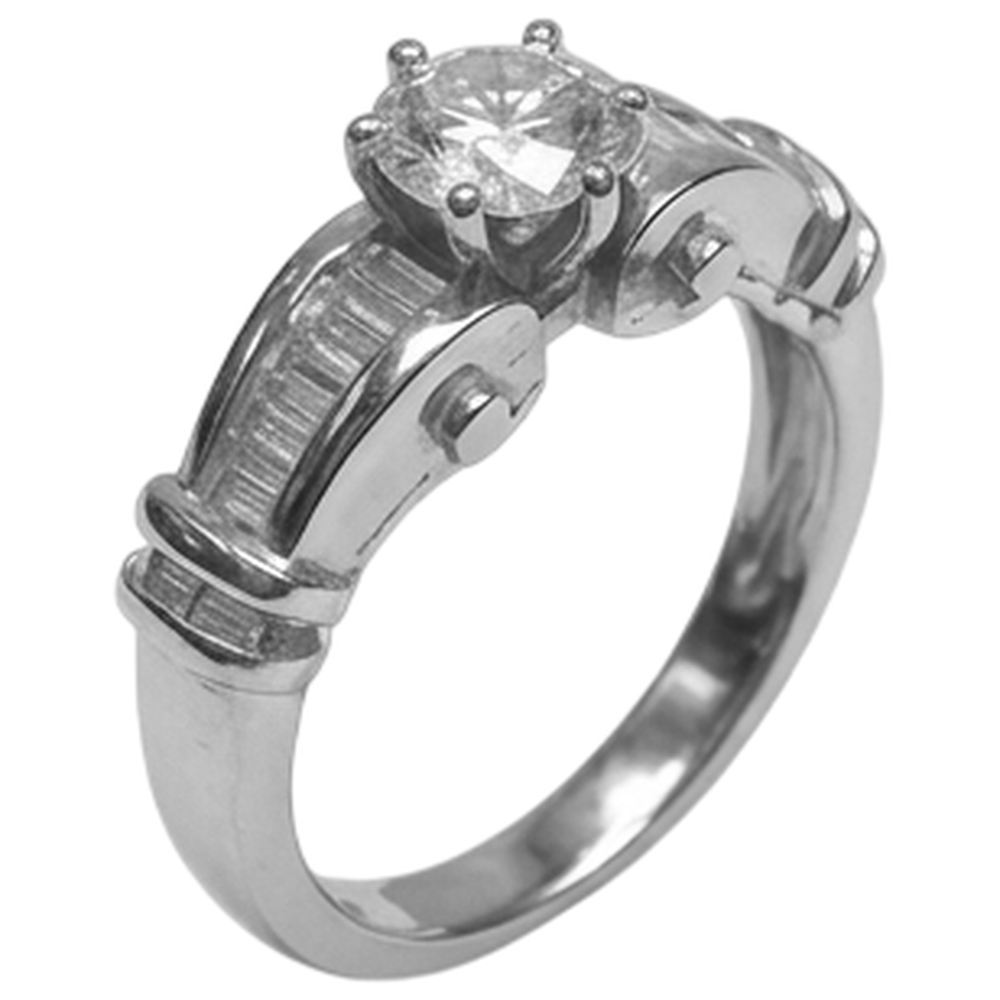 Anello Di Fidanzamento Con Vero Diamante Naturale Autentico ( non creato in laboratorio ) Da 1.30 Carati In Oro Bianco 14K